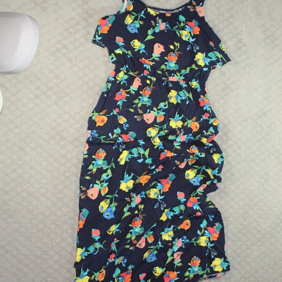 Merona Size M Sleeveless Navy Floral Maxi Dress - Picture 1 of 2